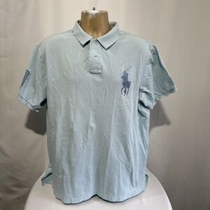 Polo Ralph Lauren Polo Shirt Mens 2XL Blue Big Pony Logo 3 Custom Slim Fit Rugby